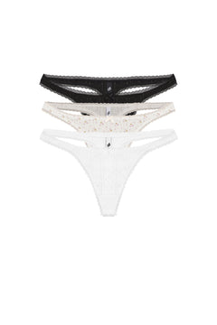 The Thong: 3-Pack Black, English Rose & White