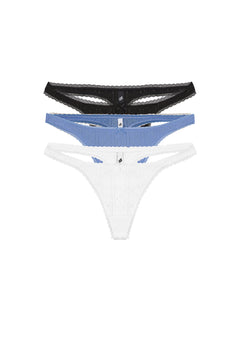 The Thong: 3-Pack Black, White & French Blue