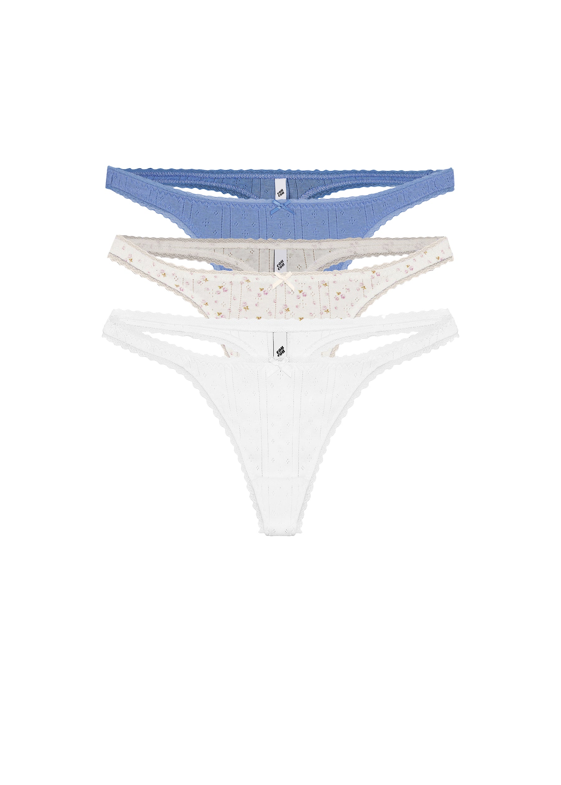The Thong: Three Pack French Blue, English Rose & White