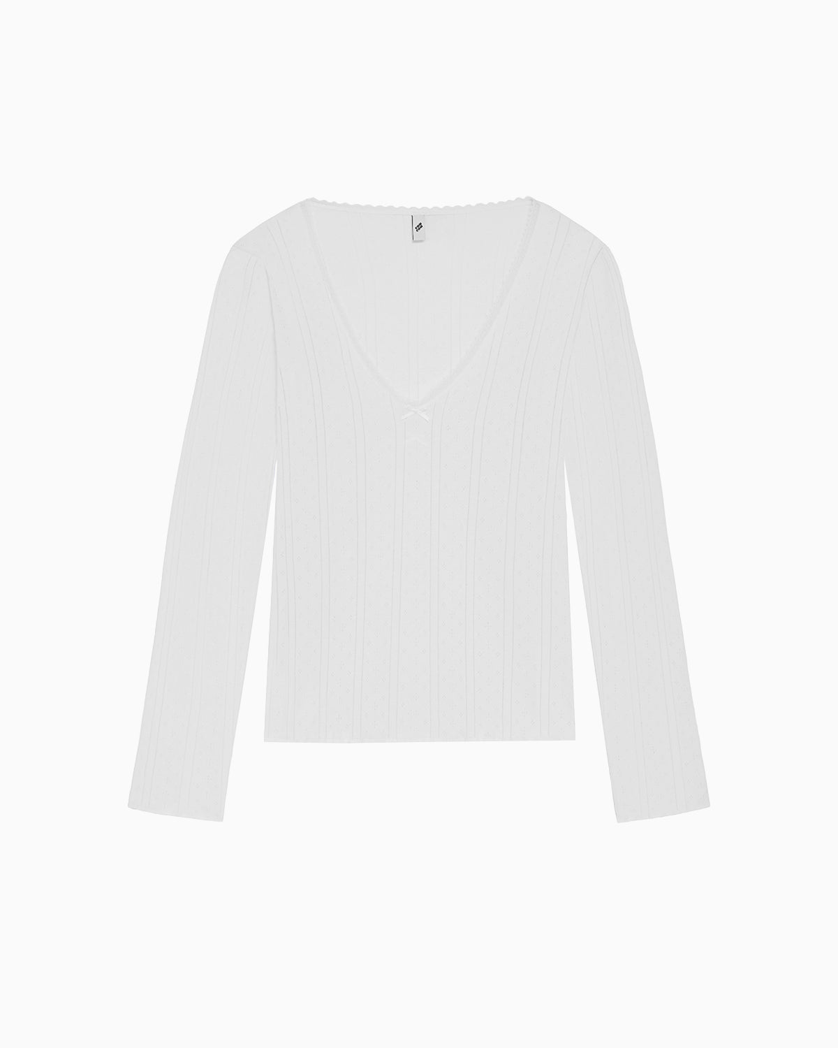 The Scoop Long Sleeve: White Pointelle – Cou Cou Intimates