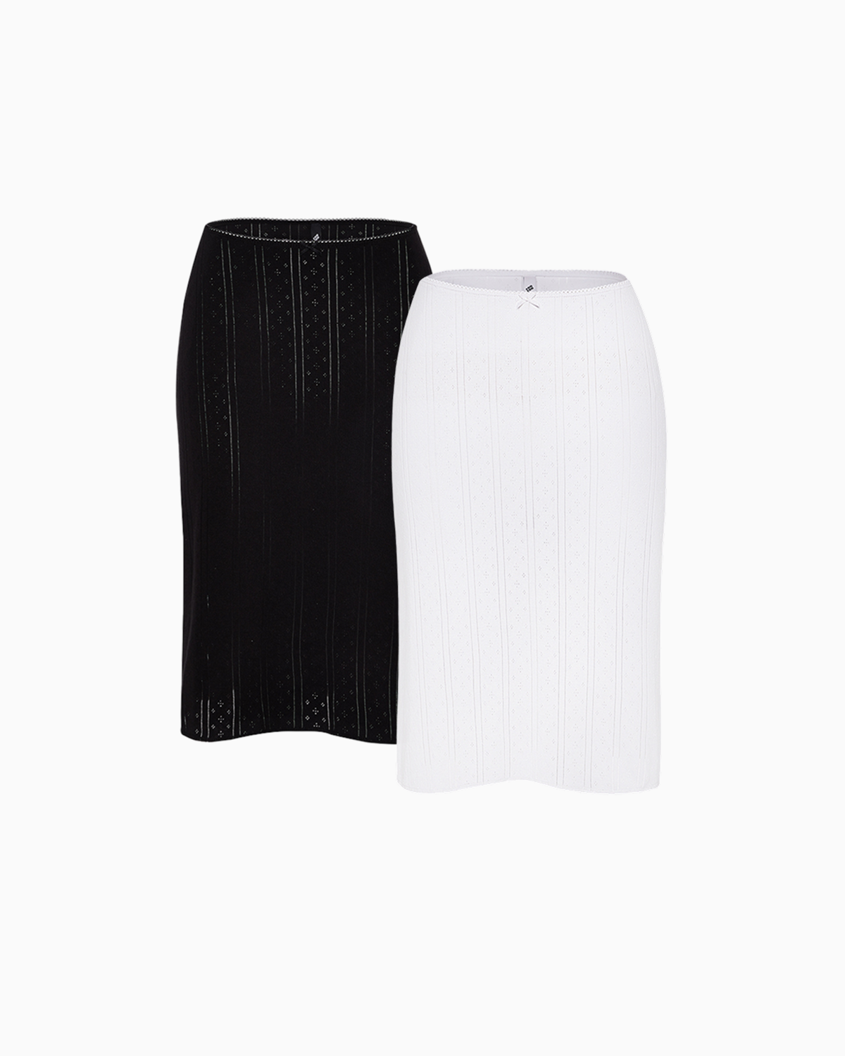 The Slip Skirt: 2-Pack Black & White Pointelle – Cou Cou Intimates