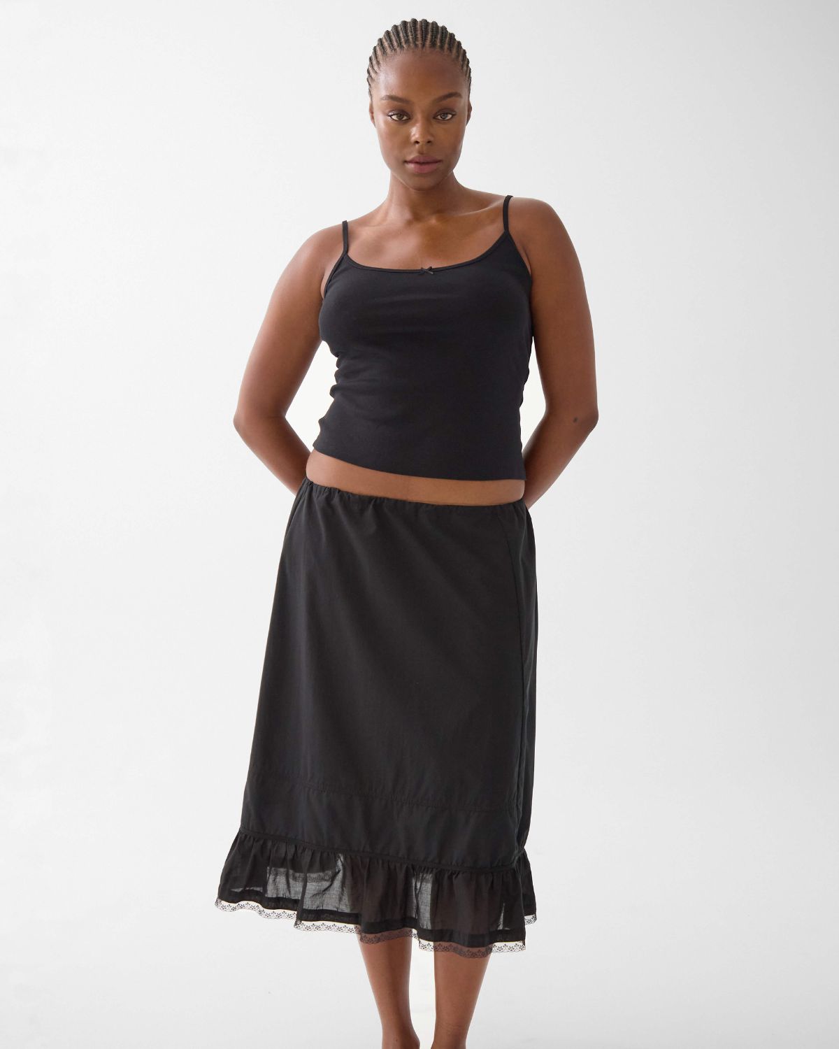 Women's The Petticoat: Black Cotton Voile | Size: S/M by Cou Cou Intimates Women's The Petticoat: Black Cotton Voile | Size: S/M by Cou Cou Intimates