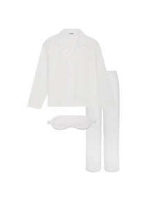 White pajama set with pants and robe on a white background