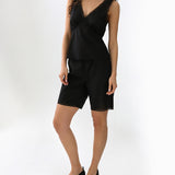The Bermuda Short: Black Cotton Voile