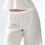 The Bermuda Short: White Cotton Voile