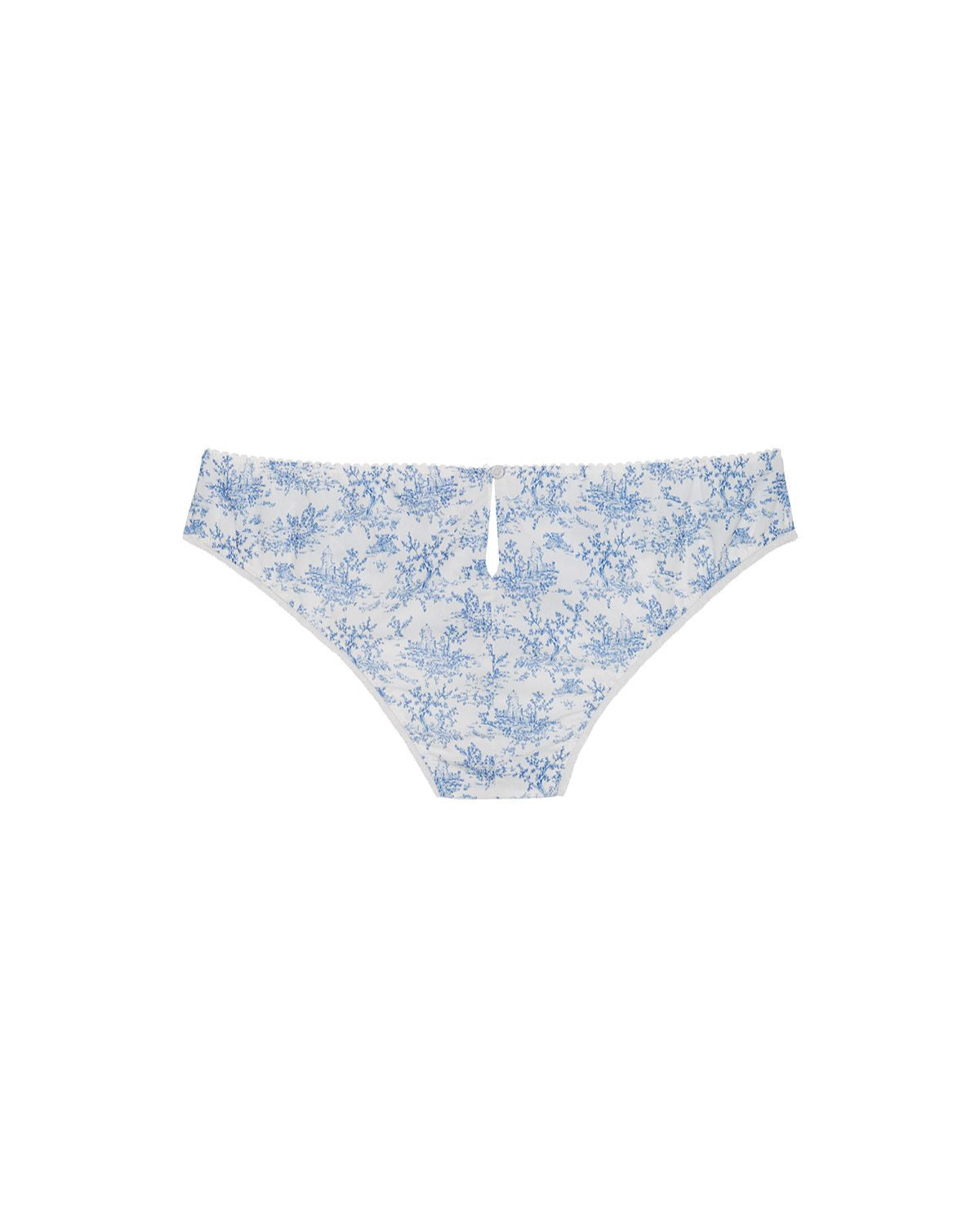 Blue floral-patterned underwear on a white background