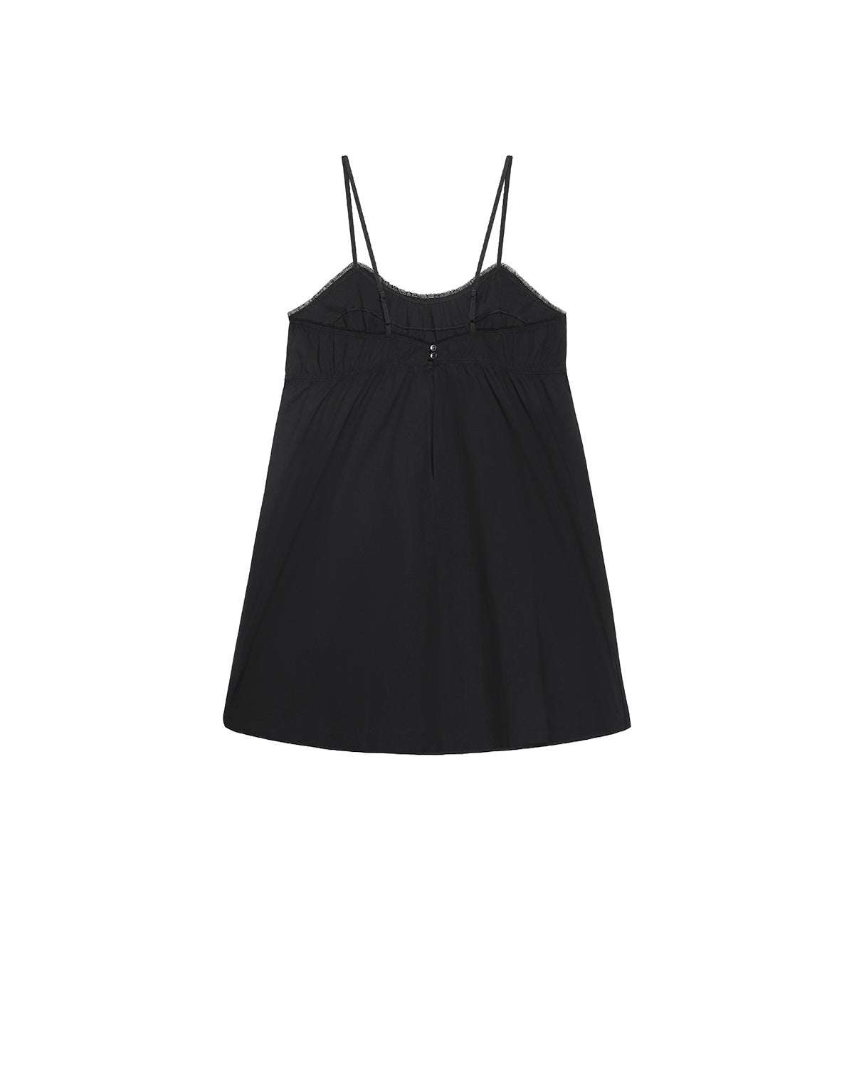 Black dress with thin straps on a white background