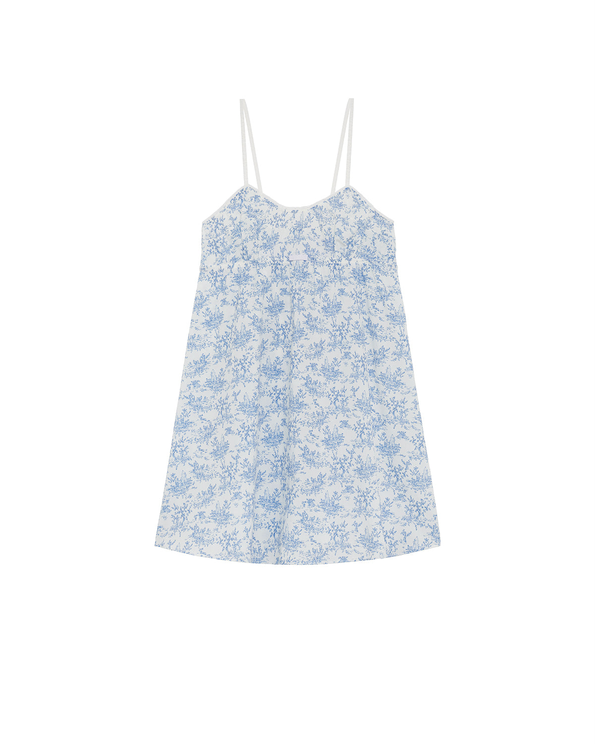 Floral dress with thin straps on a white background