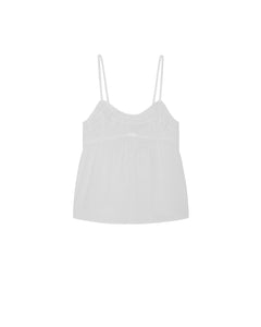 White spaghetti strap top on a white background