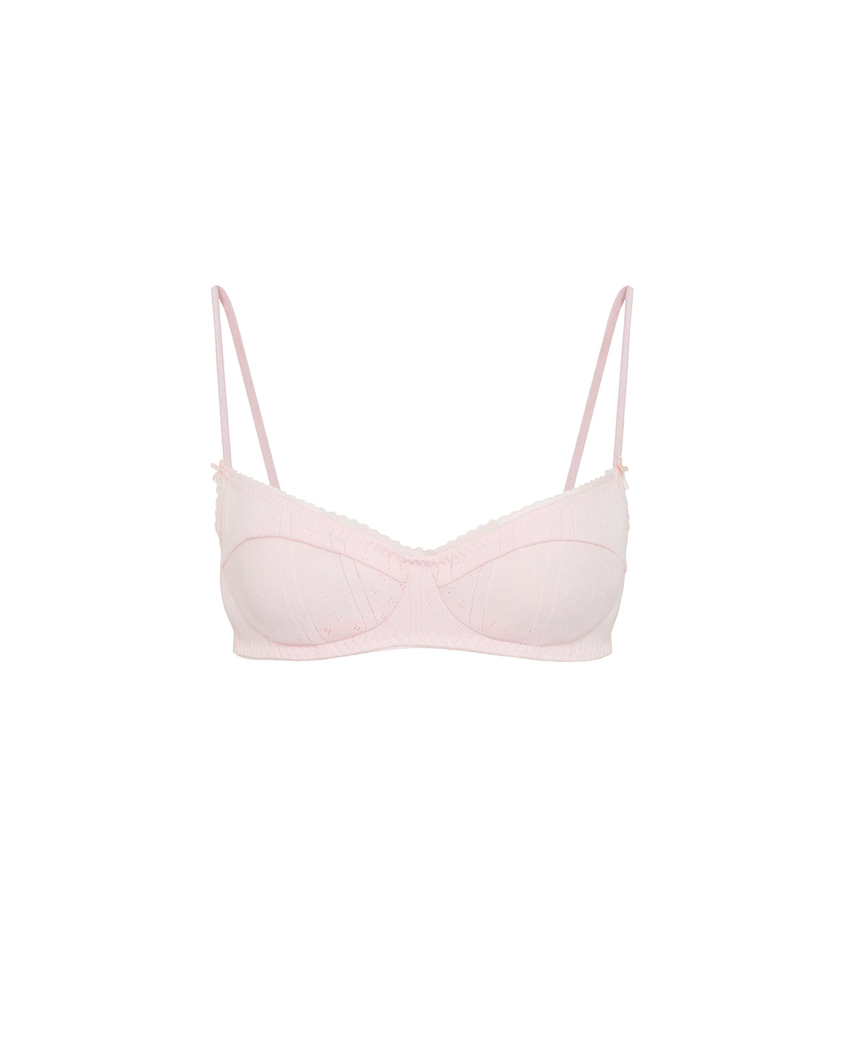 Pink bra on a white background