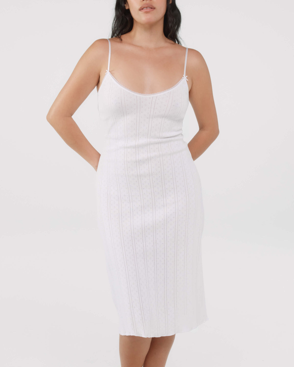The Midi Slip: White Pointelle – Cou Cou Intimates