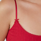 The Cami Slip: Cherry Red Pointelle