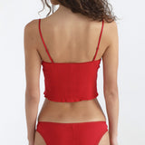 Red underwear set on a white background