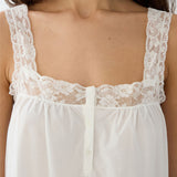 White lace-trimmed nightgown on a person
