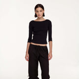 The French Midi Sleeve: Black Cotton Jersey