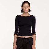 The French Midi Sleeve: Black Cotton Jersey