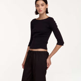 The French Midi Sleeve: Black Cotton Jersey