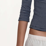 The French Midi Sleeve: Navy French Stripe Cotton Jersey