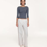 The French Midi Sleeve: Navy French Stripe Cotton Jersey