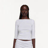 The French Midi Sleeve: White Cotton Jersey