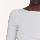The French Midi Sleeve: White Cotton Jersey