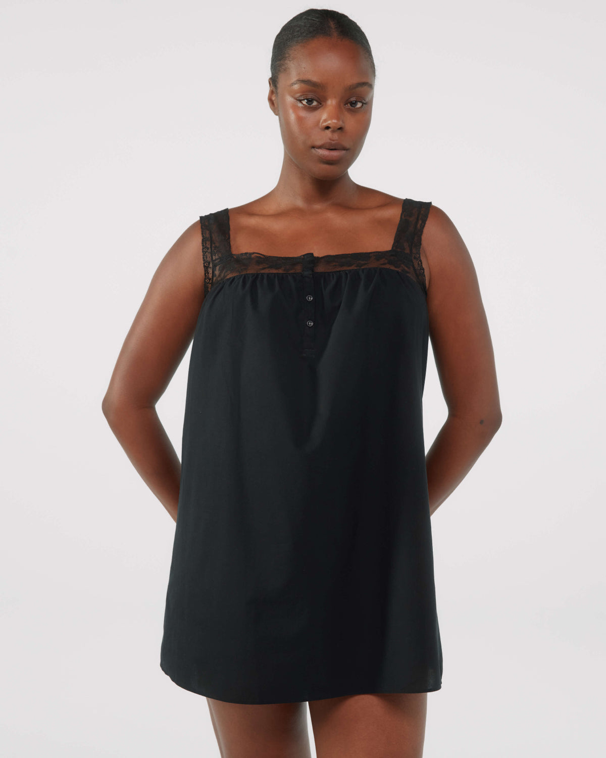 Women's The Fleur Mini: Black Cotton Voile