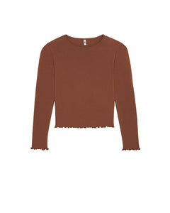 The Frilly Long Sleeve: Cotton Jersey Brown
