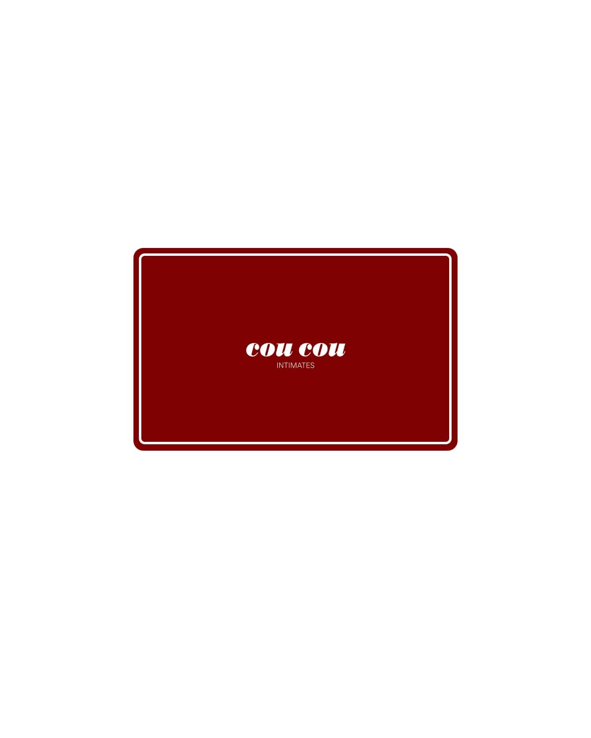 Red card with 'cou cou' text on a white background