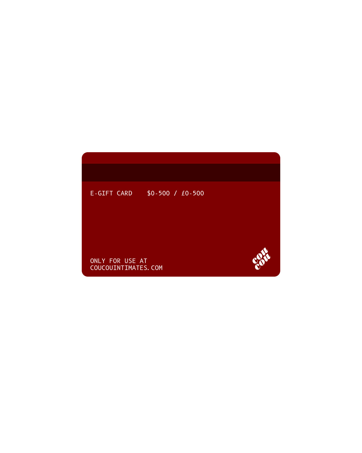 Red e-gift card with text on a white background
