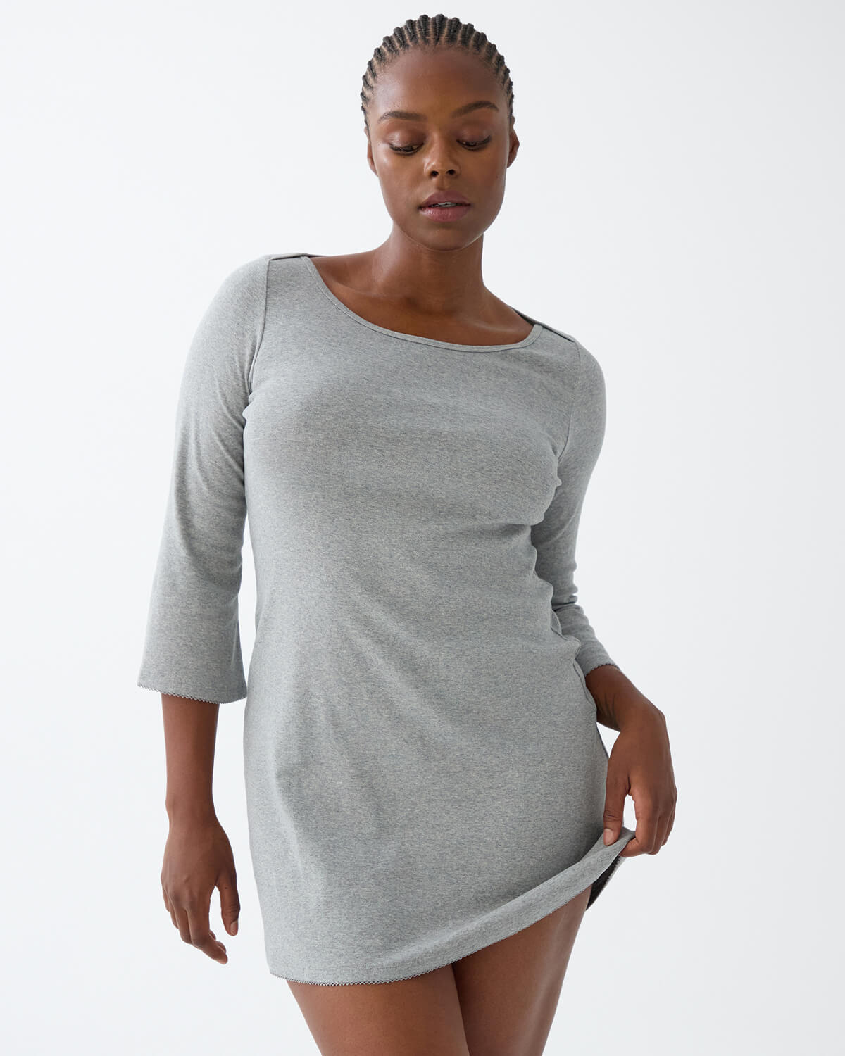 Women's The Rina Dress: Grey Cotton Jersey | Size: Large by Cou Cou Intimates Women's The Rina Dress: Grey Cotton Jersey | Size: Large by Cou Cou Intimates