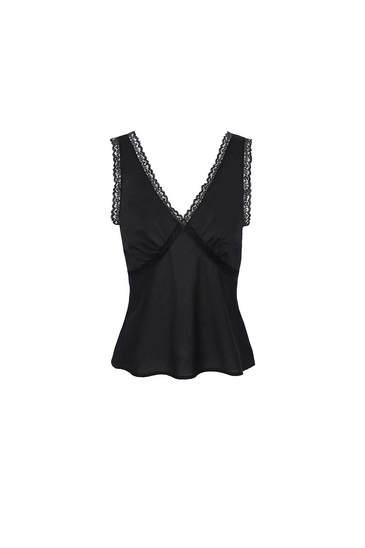 The Iris Tank: Cotton Voile Black
