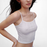 The Crop Picot Tank: White Pointelle