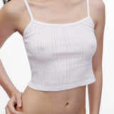 The Crop Picot Tank: White Pointelle