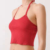 The Halter: Cherry Red Pointelle