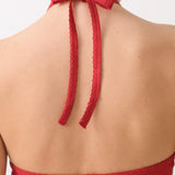 The Halter: Cherry Red Pointelle