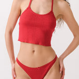 The Halter: Cherry Red Pointelle