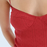 The Balconette Dress: Cherry Red Pointelle