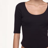 The Petite Scoop: Black Cotton Jersey