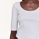 The Petite Scoop: White Cotton Jersey