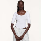 The Petite Scoop: White Cotton Jersey