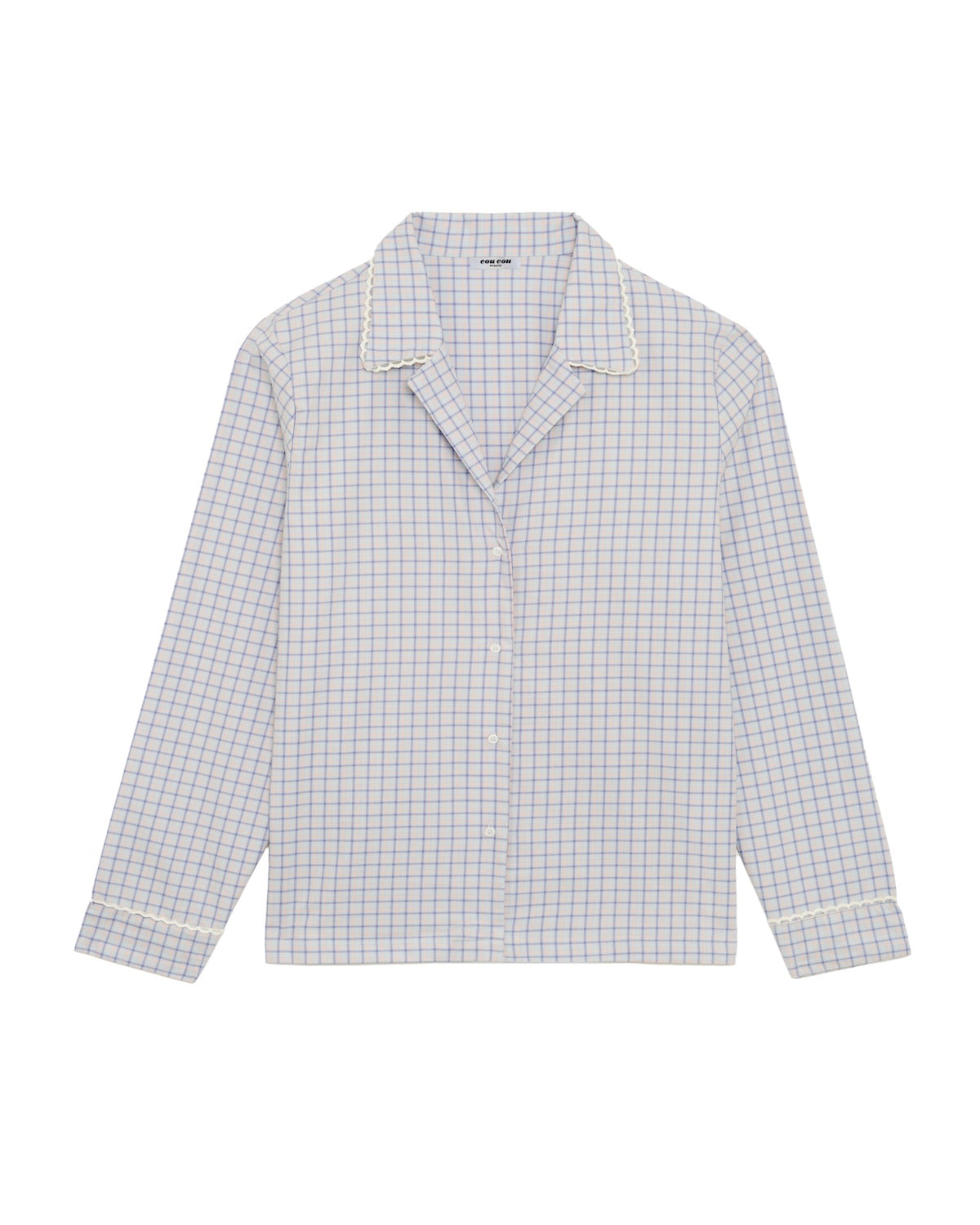 The Pajama Shirt: Blue Check French Poplin – Cou Cou Intimates