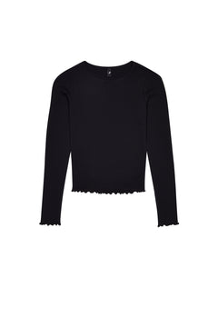 The Frilly Long Sleeve: Cotton Jersey Black