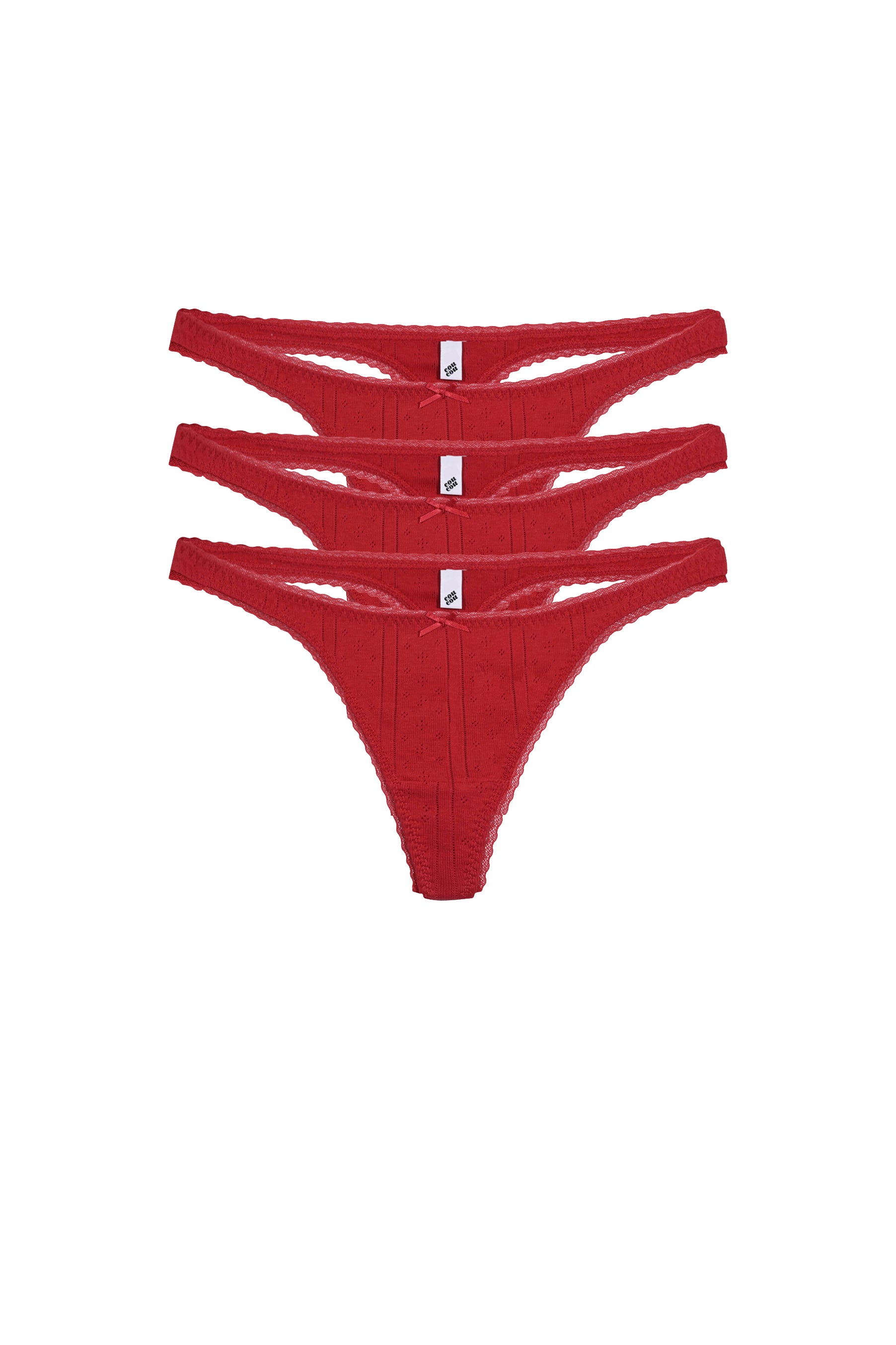 The Thong 3 Pack: Cherry Red – Cou Cou Intimates display picture 1