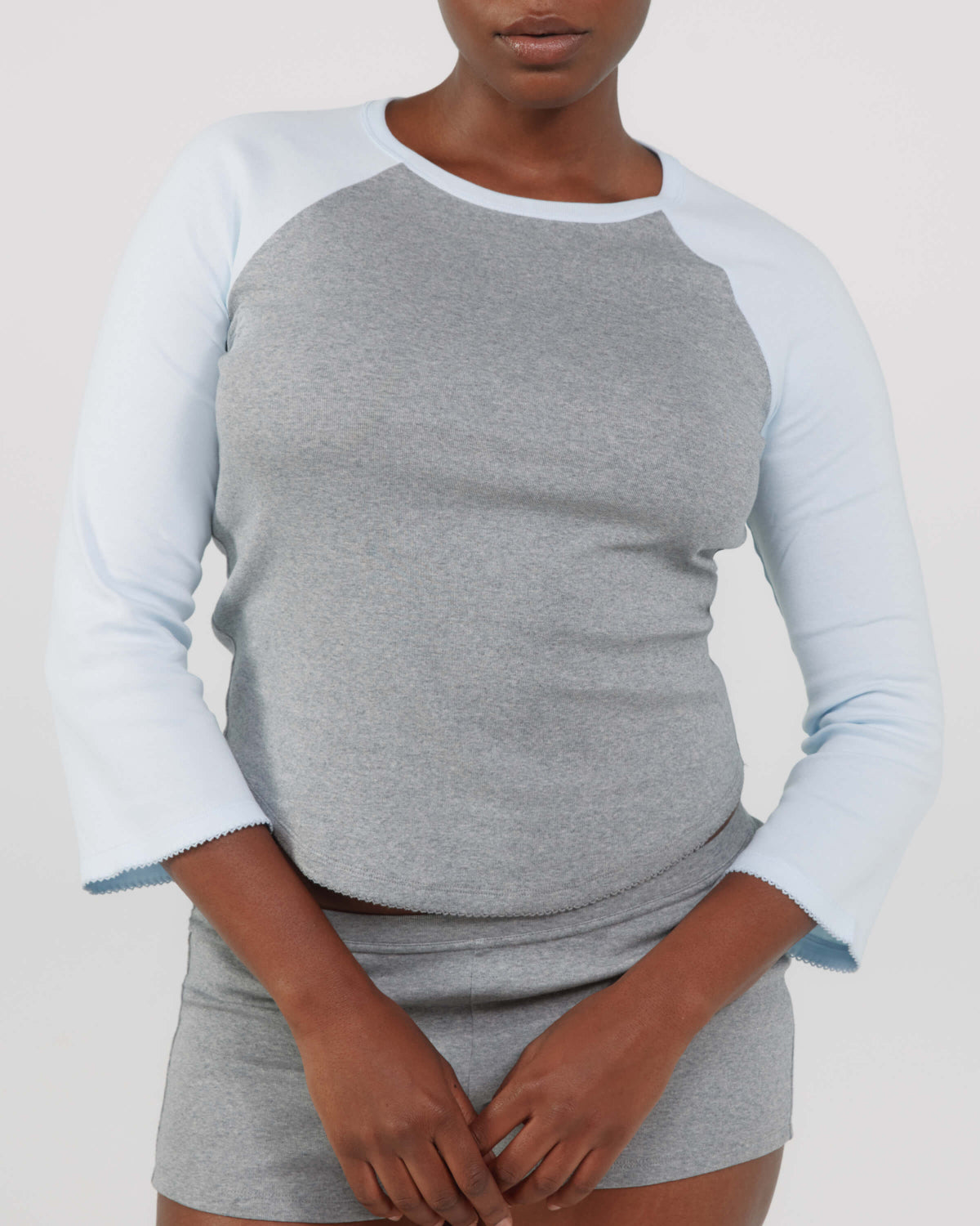 The Raglan: Grey / Sky Blue Cotton Jersey – Cou Cou Intimates