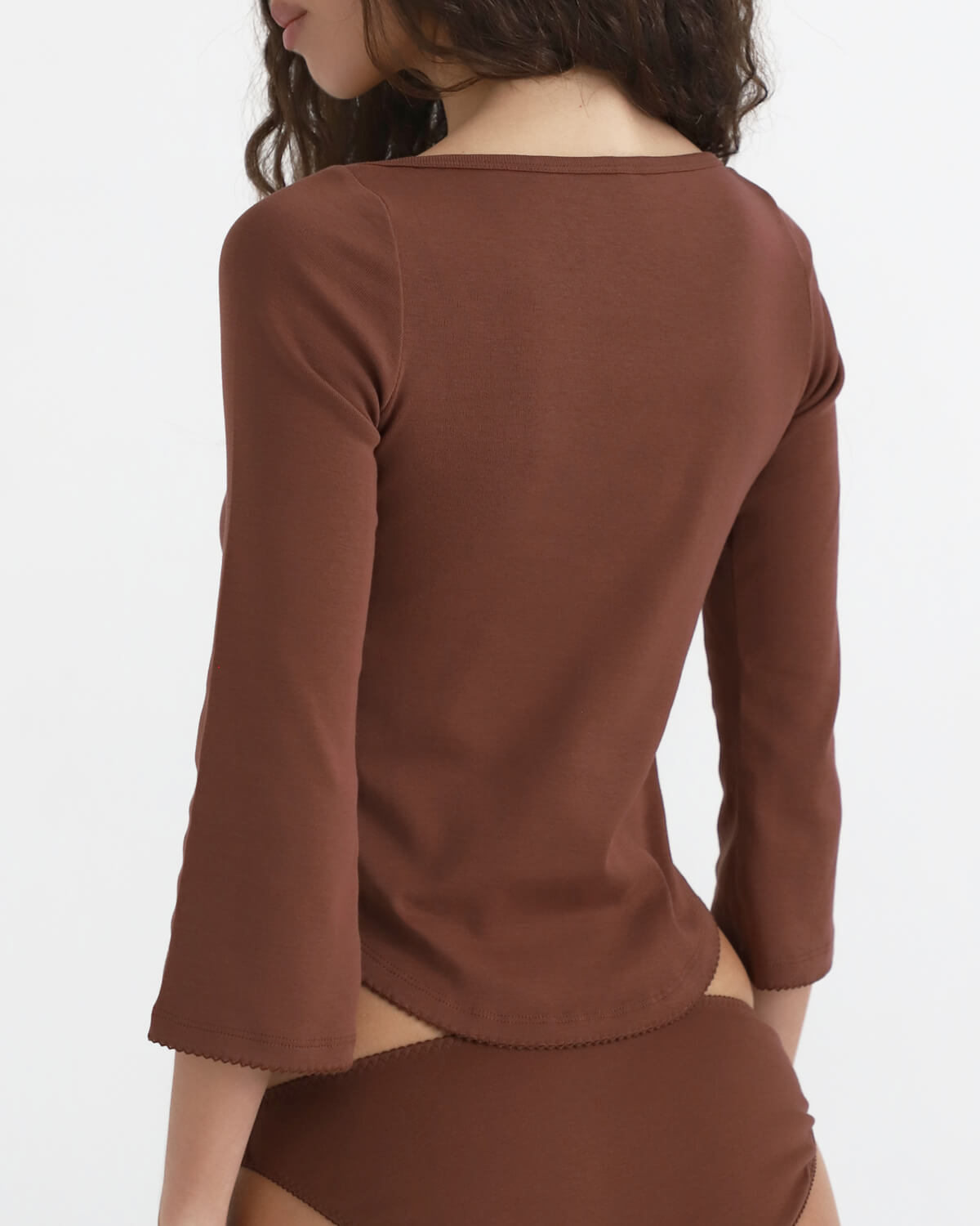 The Rina Long Sleeve: Brown Cotton Jersey – Cou Cou Intimates