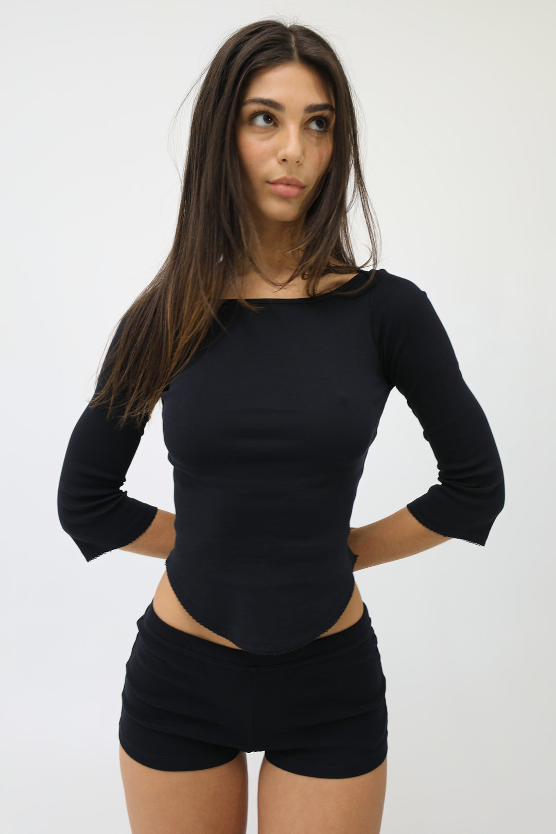 Simtimates The Rina Long Sleeve: Cotton Jersey Black – Cou Cou Intimates