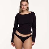 The Rina Extra Long Sleeve: Black Cotton Jersey