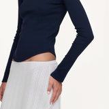 The Rina Extra Long Sleeve: Navy Cotton Jersey