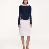 The Rina Extra Long Sleeve: Navy Cotton Jersey