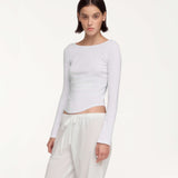 The Rina Extra Long Sleeve: White Cotton Jersey